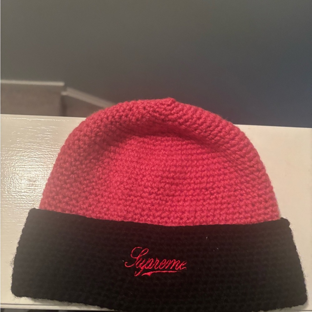 Supreme Black and Red Wool Beanie